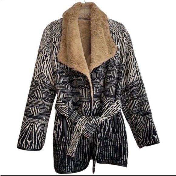 Twelfth Street by Cynthia Vincent Women's Geo Pattern Blanket Wrap Coat Small - Picture 8 of 10